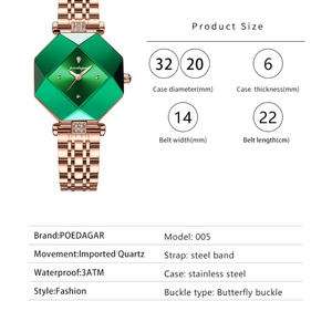 Reloj POEDAGAR para Mujer, Reloj de Lujo con Diamantes Verdes, Relojes de Cuarzo para Dama, Resistentes al Agua, de Acero Inoxidable, Relojes de Moda, Regalo para Novia - Product Image 3