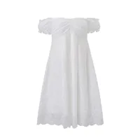 Robe d'été pour femme, col cœur, manches bouffantes, coupe ample, couleur unie, faible MOQ