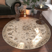 Tapis persan rond pour salle de bain, lavable, résistant au rétrécissement, anti-taches, pliable, léger, fin, style bohème, en polyester, tapis circulaire