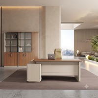 Bureau de direction moderne de luxe en gros avec plateau en bois, armoire latérale design échelle et chaise à dossier haut – Mobilier de bureau commercial