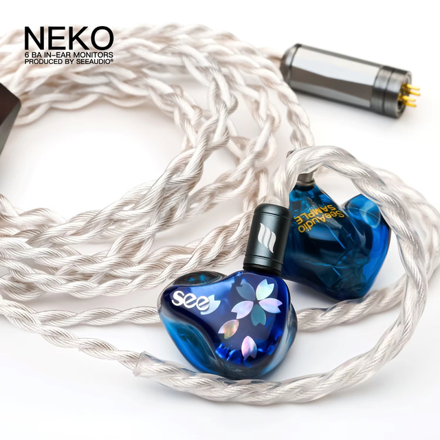 SeeAudio Neko Silver Plated 6BA In-Ear Monitors 6 Balanced Armature Drivers HiFi Earbuds Wired Headset
