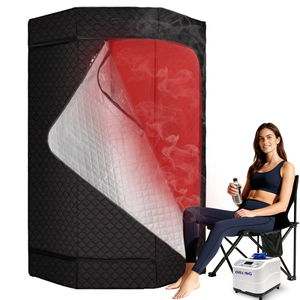 Sauna portable en acrylique Qilong moderne pour 1 personne, boîte de sauna, tente de vapeur, thérapie par lumière rouge infrarouge lointaine, sauna humide pour la maison et la villa - Product Image 1