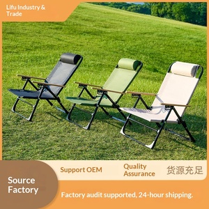 <span class=keywords><strong>Chaise</strong></span> de camping pliante en aluminium pour l'extérieur, inclinable à cinq positions, portable, pour plage, pique-nique, sieste, avec assise surélevée et élargie - Product Image 4