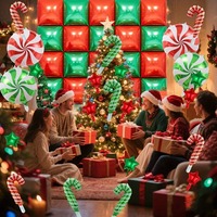 Décoration murale double face en feuille d'aluminium, motif carré rouge et vert, pour Noël, Nouvel An et fêtes.