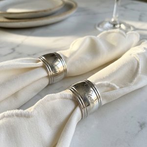 Hollow Shape Metal <b>Napkin</b> Ring Set of 2 Food Grade Dining Tableware Use <b>Silver</b> Plated American Style <b>Napkin</b> Rings Gift Sets - Product Image 1