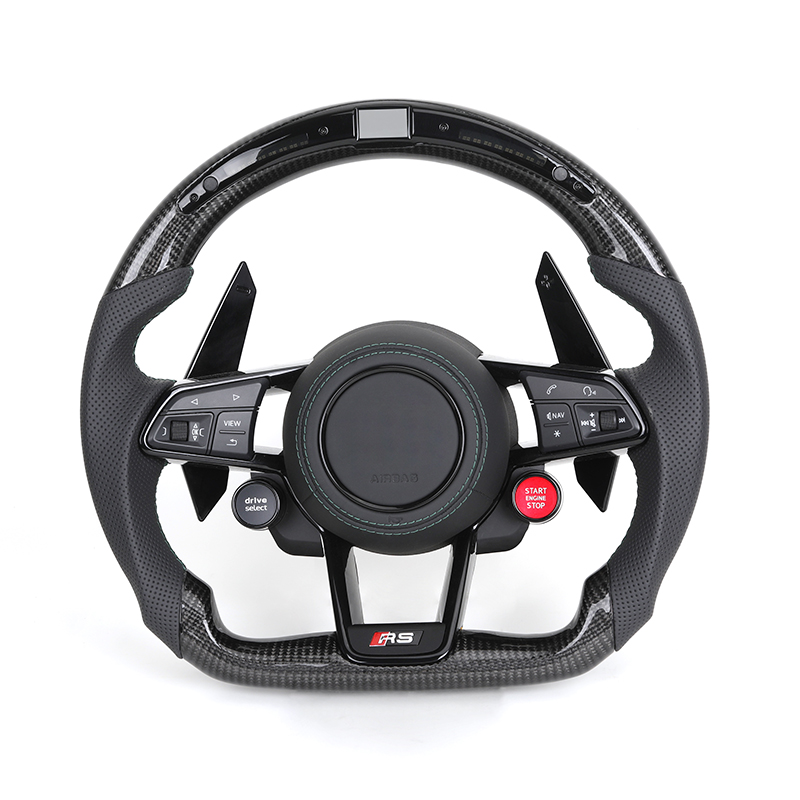 Cuir semi-perforé + Carbone + LED + Bouton R8
