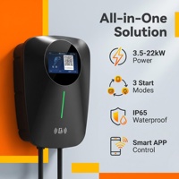 Cargador de Pared para Vehículos Eléctricos de 7kW, 11kW, 22kW, Ajustable, con Tipo 1/Tipo 2, Pistola Simple/Doble, 4G+Bluetooth, IP55/IP65, ABS V0, CE