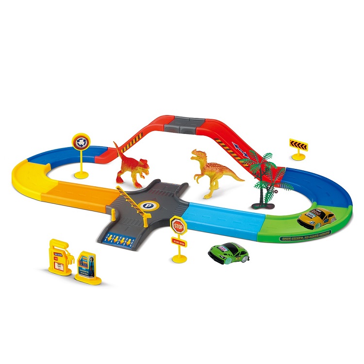 Новый динозавр, сборный трек, игрушки, автомобиль, слот для дерева, игрушки, стоянка, игрушка с 2 автомобилями