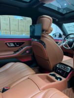 Table de siège arrière de luxe pour Mercedes Classe S/E avec lumière d'ambiance LED RGB, porte-gobelet et chargeur sans fil