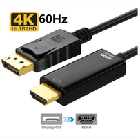 Câble adaptateur actif DP vers HDMI plaqué or OEM 1,8 m (6 pieds) 460 Hz pour HDTV, convertisseur de câble PC portable