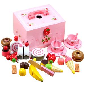Giocattolo Torta <span class=keywords><strong>di</strong></span> Compleanno in Legno <span class=keywords><strong>per</strong></span> <span class=keywords><strong>Bambini</strong></span> Set Gioco Cucina con Cibo - Product Image 1