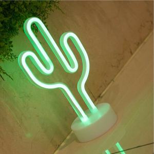 <span class=keywords><strong>Lampe</strong></span> LED <span class=keywords><strong>néon</strong></span> Cactus avec socle, lumière changeante par batterie, USB, luminaire décoratif d'intérieur, idéal pour une chambre à coucher - Product Image 1