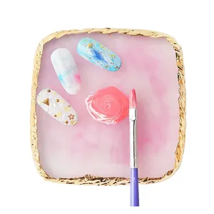 1 pièce Palette ronde en résine et pierre d'agate pour nail art, pour mélange de couleurs, présentation de vernis gel et outil de manucure - Product Image 4