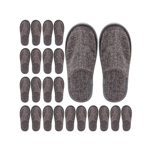 Pantuflas de Hotel Desechables de Lujo, Cerradas, de Lino Gris, con Suela de EVA Reciclable y Logotipo del Cliente, para Uso en Spas de 5 Estrellas - Product Image 1