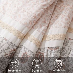 Juego de edredón con estampado floral DB de 9 piezas, 100% algodón, percal, estilo simple para bodas en casa, disponible en tamaños King Super King - Product Image 3