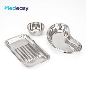 Plateau rénal carré en acier inoxydable 304 Medeasy Medical, plateau à instruments, bol à médicaments pour opérations dentaires, vétérinaires et chirurgicales - Product Image 2