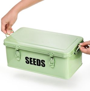 Grand Organisateur de Graines en Métal avec 4 Compartiments, Verrous de Sécurité, 50 Étiquettes de Plantes et 20 Enveloppes pour Graines de Jardin - Product Image 6