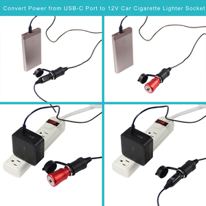 Type-C Car Charger 16AWG Easy Carry 1-Year Warranty Voltage Monitoring 12-24V Cigarette Lighter <b>Extension</b> Cord Power Converter - Product Image 6