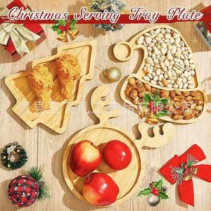 Yu Feifan Bamboo Christmas <b>Tray</b> Set Wooden <b>Snack</b> Platter For Home Decorative Use - Product Image 4