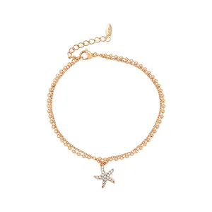 A00722493 Xuping Alloy Starfish Shape Girl Anklet Bracelet Simple Five-pointed Star 18K Gold Color Copper Cuff Bracelets