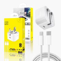Chargeur de Téléphone GaN 20W 25W 35W avec Câble USB-C à Charge Rapide pour iPhone 17 Pro Max, Adaptateur Secteur UE US UK