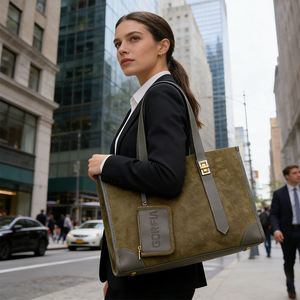 กระเป๋าโท้ทหนัง PU สไตล์หนังกลับ <span class=keywords><strong>ความ</strong></span>จุขนาดใหญ่ สะพายไหล่หรือถือได้ เหมาะสำหรับงานออฟฟิศ ใช้ในชีวิตประจำวัน ขายปลีก-ขายส่ง - Product Image 6