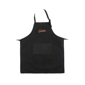 Wholesale Black Cotton Kitchen Chef Cooking <b>Aprons</b> Custom Logo <b>Waterproof</b> Bibs for Restaurants BBQ Man Woman Cleaning - Product Image 2