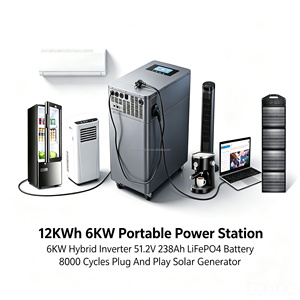 Station d'alimentation portable 12 kWh 6 kW, onduleur hybride 6 kW, batterie LiFePO4 51,2 V 238 Ah, 8000 cycles, générateur solaire prêt à l'emploi - Product Image 1