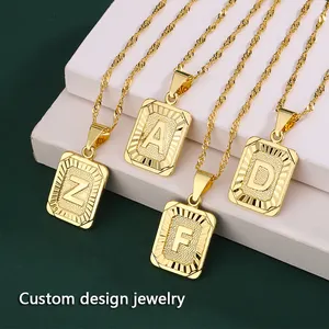 custom design jewelry letter pendant necklace A to Z 18K gold plated jewelry custom name necklace high-end simple Fashionable