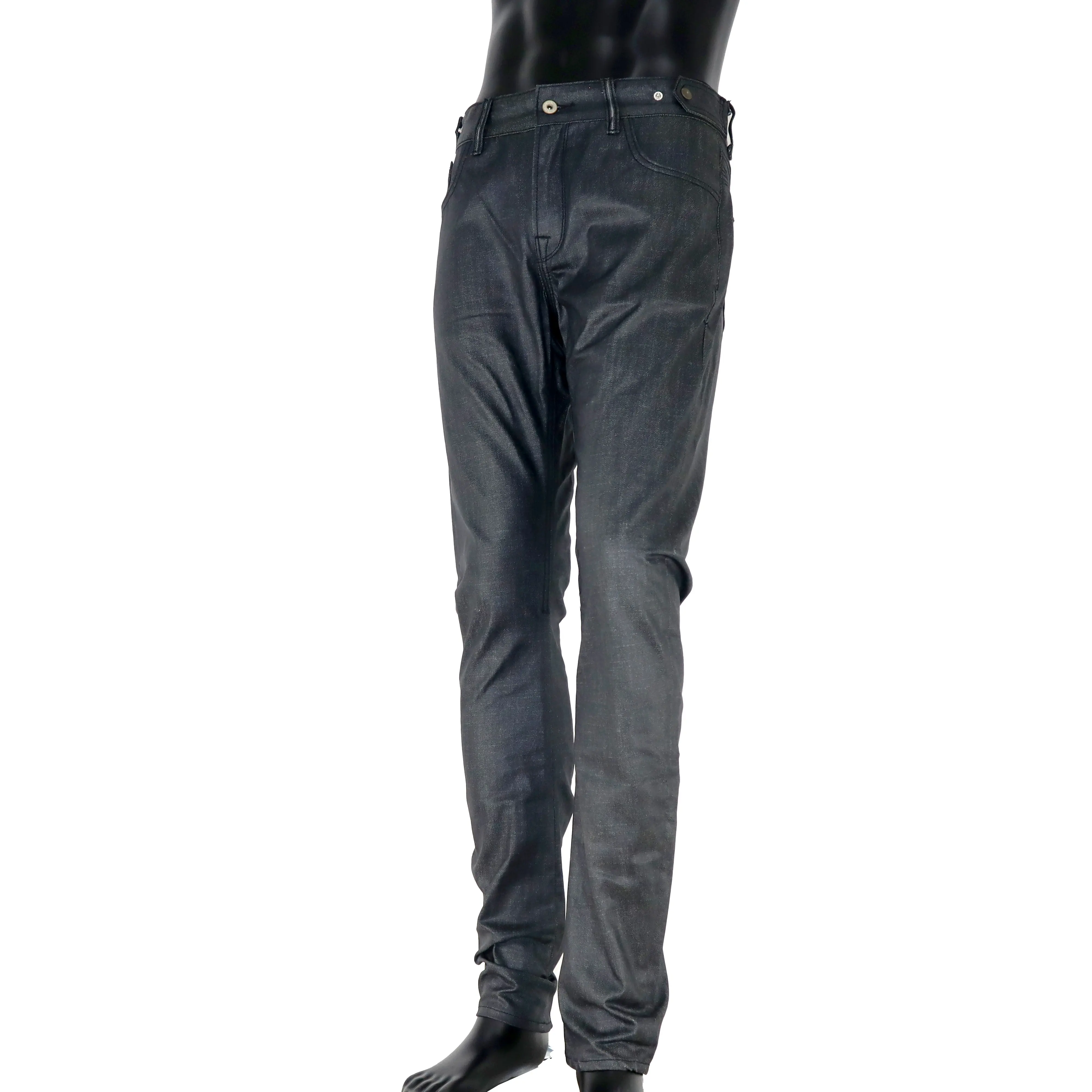 Nieuwe Collectie Waxed Coating Heren Jeans Met Mooie Zadel Details En Mooie Fitting