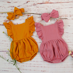 Boutique neonato in cotone organico tutina per bambini <span class=keywords><strong>abbigliamento</strong></span> in mussola vuota vestiti estivi per bambina 6-<span class=keywords><strong>12</strong></span> <span class=keywords><strong>mesi</strong></span> per l'estate - Product Image 2