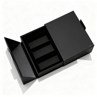 Boîte cadeau en carton écologique de luxe imperméable réutilisable à fermeture magnétique noire mate à double porte pour l'emballage de cosmétiques et de vêtements
