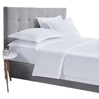 Parure de lit blanche 100% coton, couleur unie, douce et respirante, drap, housse de couette, taie d'oreiller, literie de luxe pour hôtel, maison, chambre à coucher