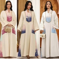 Vente en gros de robes Abaya traditionnelles musulmanes brodées pour femmes, respirantes, longueur cheville, élégantes, en coton, pour fêtes et mariages, grandes tailles