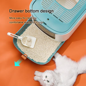 PAKEWAY OEM ODM New Closed Cat Toilet Plastic Large Space lettiera per gatti vassoi per lettiera per gatti - Product Image 4