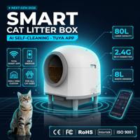 Bac à litière pour chat intelligent, automatique, écologique, design rond en ABS, fonction désodorisante, autonettoyant, grande capacité