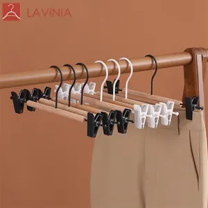 Metal Wooden Hangers Skirt Pants Hangers with Audit Supplier clips Clothes Hangers Ideal for Everyday Use Clothing