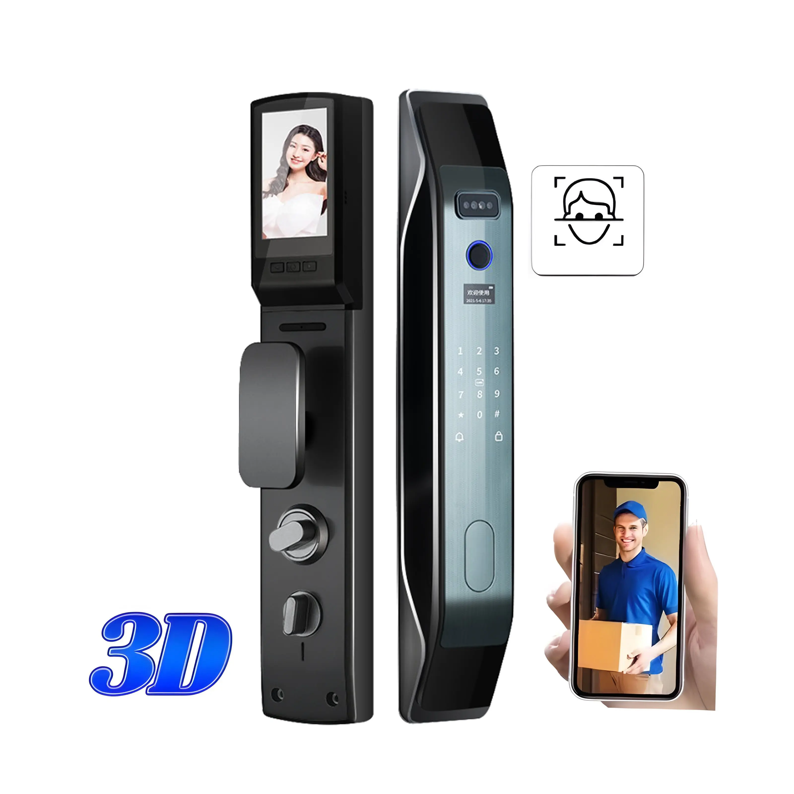 Goking Kunci Pintu Akses Pengenalan Wajah 3d Tiongkok Kualitas Tinggi Perangkat Sidik Jari Elektrik Kunci Digital Pintar Dropshipping