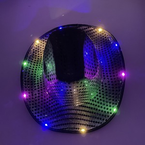 <span class=keywords><strong>LED</strong></span> ánh sáng lên mũ cao bồi với sequins | nhấp nháy Neon bên Phương Tây mũ cho người lớn | hài hước Cowgirl lễ hội sinh nhật phụ kiện - Product Image 3