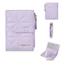 Dompet Koin Wanita Pendek Baellerry Premium dengan Kancing dan Resleting, Warna Merah, Model Fashionable
