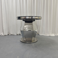 Mesa de Pastel de Vidrio Espejo y Acero Inoxidable Moderna y de Lujo, Adecuada para Bodas, Fiestas, Eventos de Comedor, Decoración de Hoteles y Exteriores