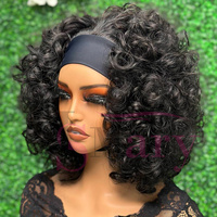 Perruques Pas Chères sans Colle de Fournisseur de Cheveux Vierges Vietnamiens, Qualité 12A SDD, Boucles Dynamiques, Perruques Bandeau en Cheveux Humains Vierges pour Femmes Noires