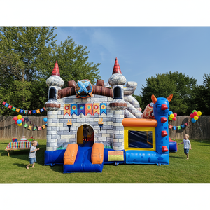 Château gonflable géant à thème avec double toboggan et tour de dragon pour les fêtes d'anniversaire <span class=keywords><strong>des</strong></span> enfants, les événements de carnaval dans la cour - Product Image 1