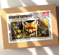 Pintura por Números de 3 Paneles para Adultos, Kit de Pintura al Óleo Digital DIY de 3 Piezas con un Lindo Zorro en un Paisaje, Ideal para Regalo
