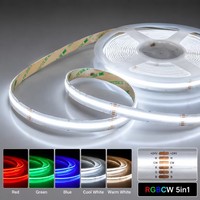 Bande LED COB RGBW RGBCW haute densité 840 puces 10mm/12mm DC24V 14W haute luminosité en cuivre avec télécommande USB IP20 dimmable