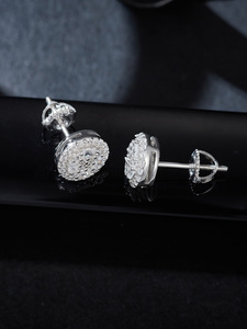 <span class=keywords><strong>Boucles</strong></span> <span class=keywords><strong>d</strong></span>'<span class=keywords><strong>Oreilles</strong></span> de Luxe en Argent Sterling 925 et Moissanite, Taille Ronde et Baguette, Serties de Paillettes, Motif Floral, pour Hommes et Femmes - Product Image 3