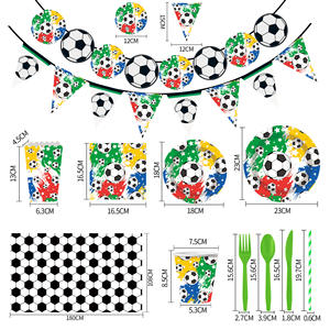 Artículos para Fiesta de Fútbol, Juego de Vajilla, Pancarta, Mantel, Platos de Papel Desechables, Decoraciones para Fiesta de Fútbol con Palomitas de Maíz - Product Image 2