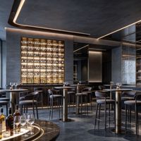 Meubles de discothèque sur mesure de luxe, comptoir de bar LED, banquette lounge, station de cocktails moderne, design d'intérieur commercial, projet de pub