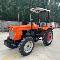 Tractor Agrícola YF504-TS de 50HP con Tracción en las 4 Ruedas y Transmisión por Engranajes, con Toldo, Tractor de Ruedas Pequeño para Cultivo Agrícola, Motor