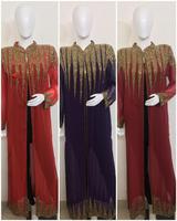 Nouvelle Abaya musulmane, robe longue toute saison, manches longues, robe islamique, tenue de soirée pour femmes turques, broderie à la main, Georgette